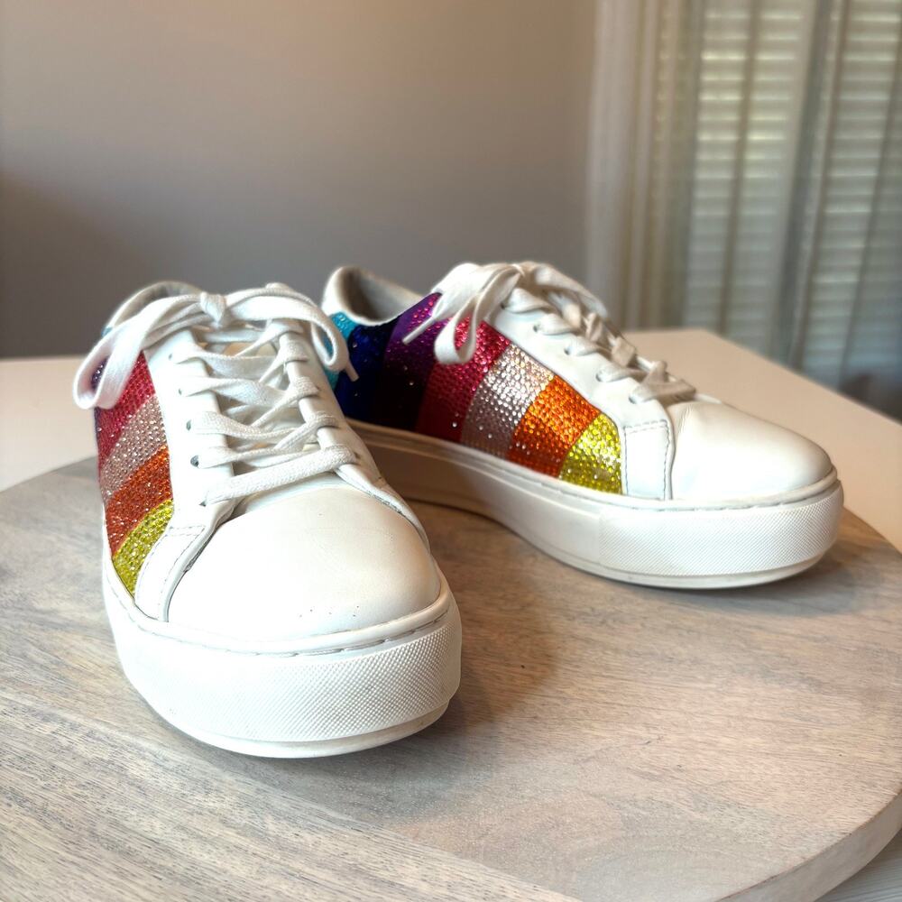 Kurt Geiger Laney Crystal Stripe Sneakers Rainbow Platform Shoes EU 37 US 7